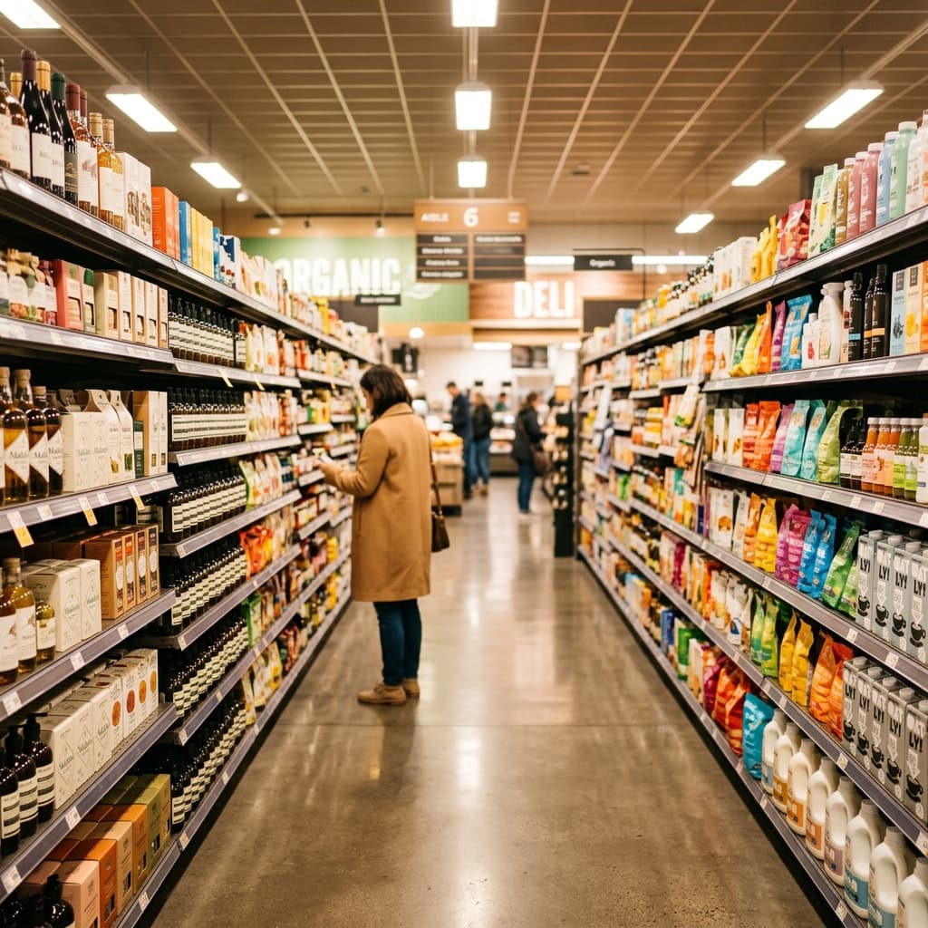 Beautifully stocked retail store aisle